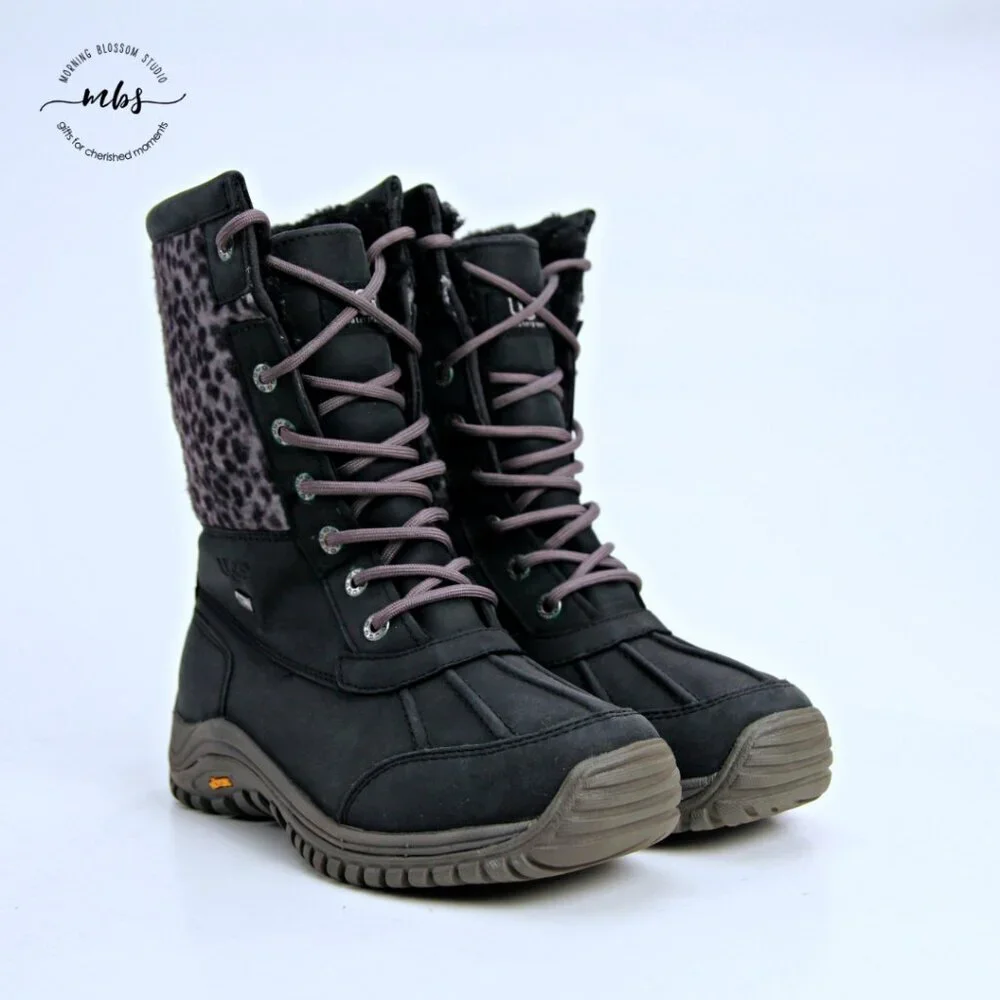UGG Adirondack II Exotic Waterproof Sheepwool Boots Black Women 7‎